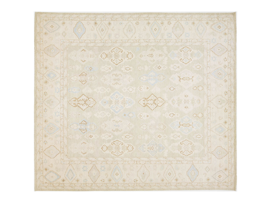 Modern Oushak Wool Rug 13 X 15