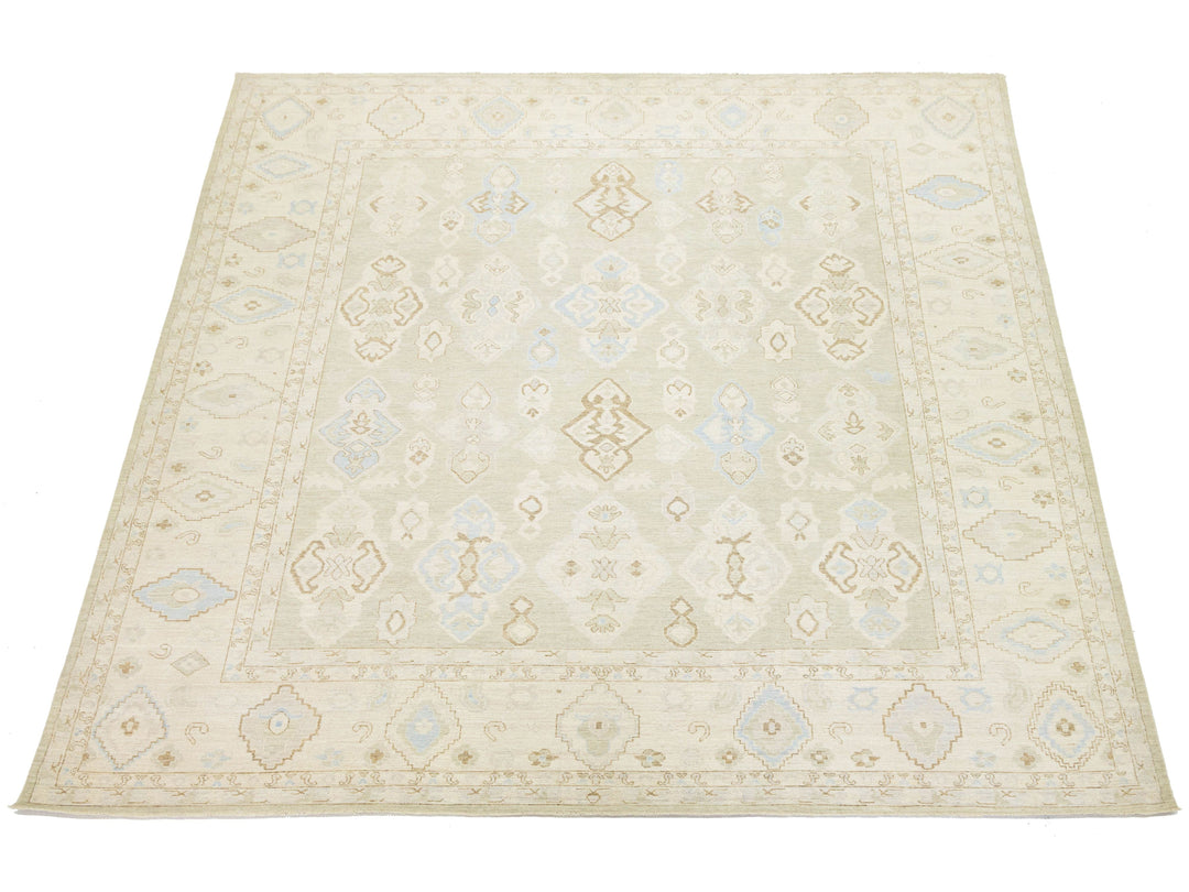 Modern Oushak Wool Rug 13 X 15