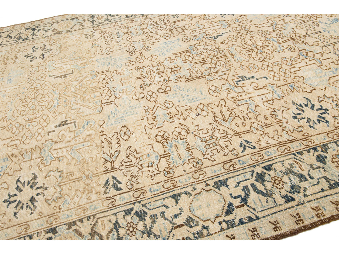 Antique Heriz Wool Rug 7 X 11