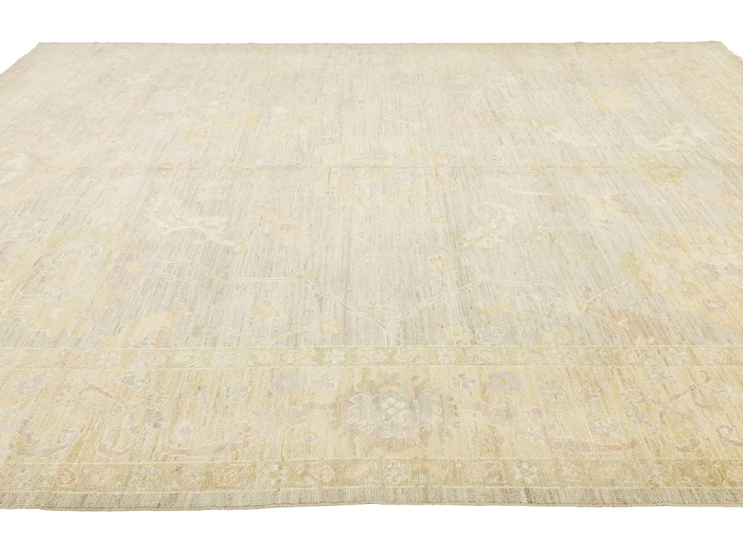 Modern Oushak Wool Rug 10 X 14