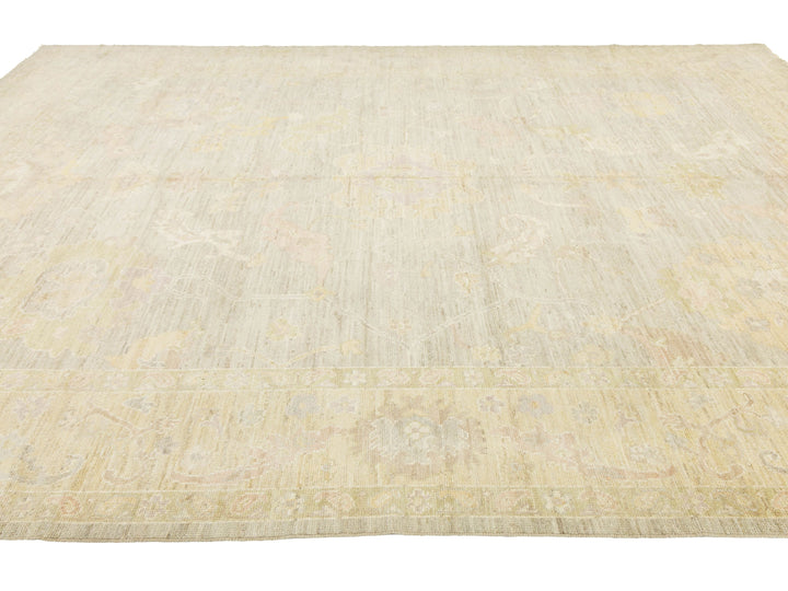 Modern Oushak Wool Rug 10 X 14