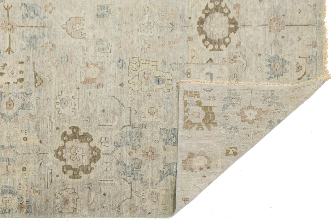 Modern Oushak Wool Rug 9 X 12