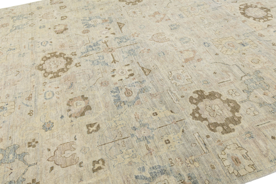 Modern Oushak Wool Rug 9 X 12