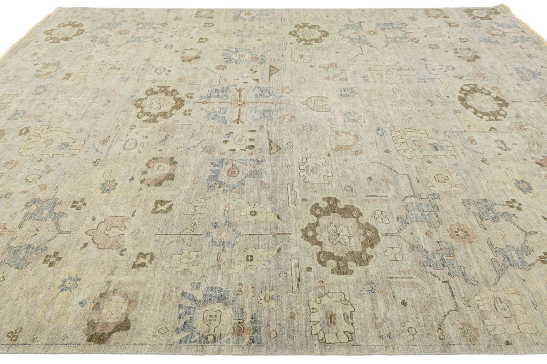 Modern Oushak Wool Rug 9 X 12