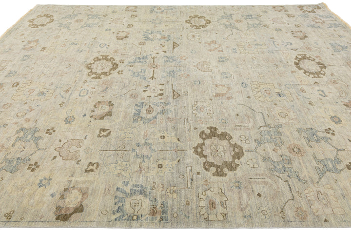Modern Oushak Wool Rug 9 X 12