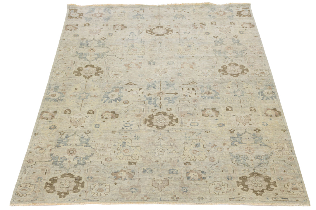 Modern Oushak Wool Rug 9 X 12