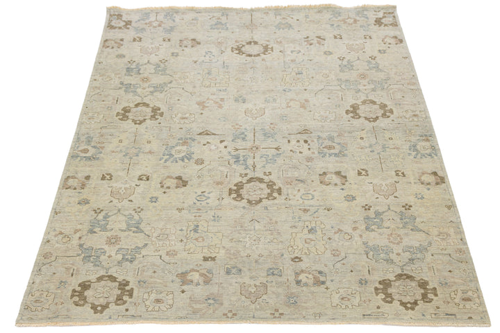 Modern Oushak Wool Rug 9 X 12