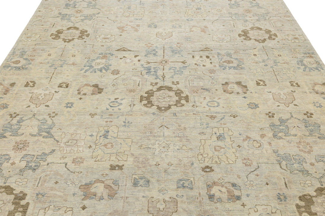 Modern Oushak Wool Rug 9 X 12
