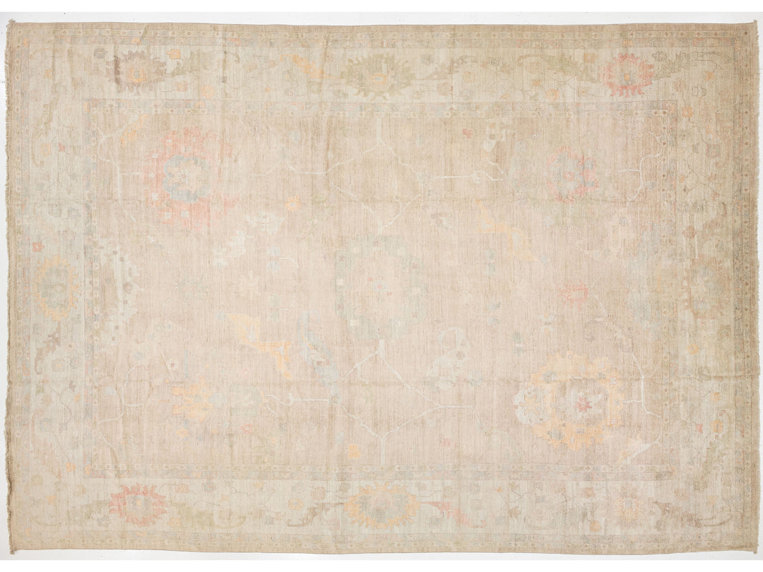 Modern Oushak Wool Rug 14 X 19