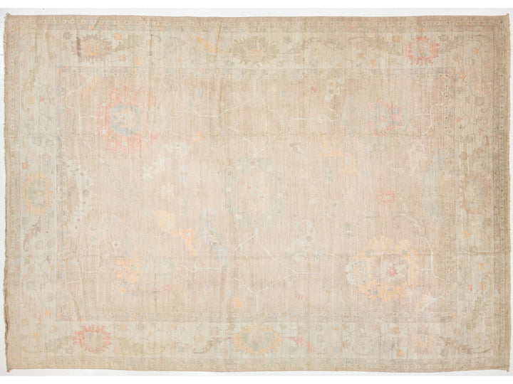 Modern Oushak Wool Rug 14 X 19