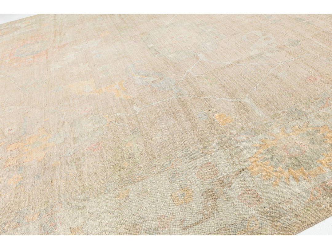 Modern Oushak Wool Rug 14 X 19