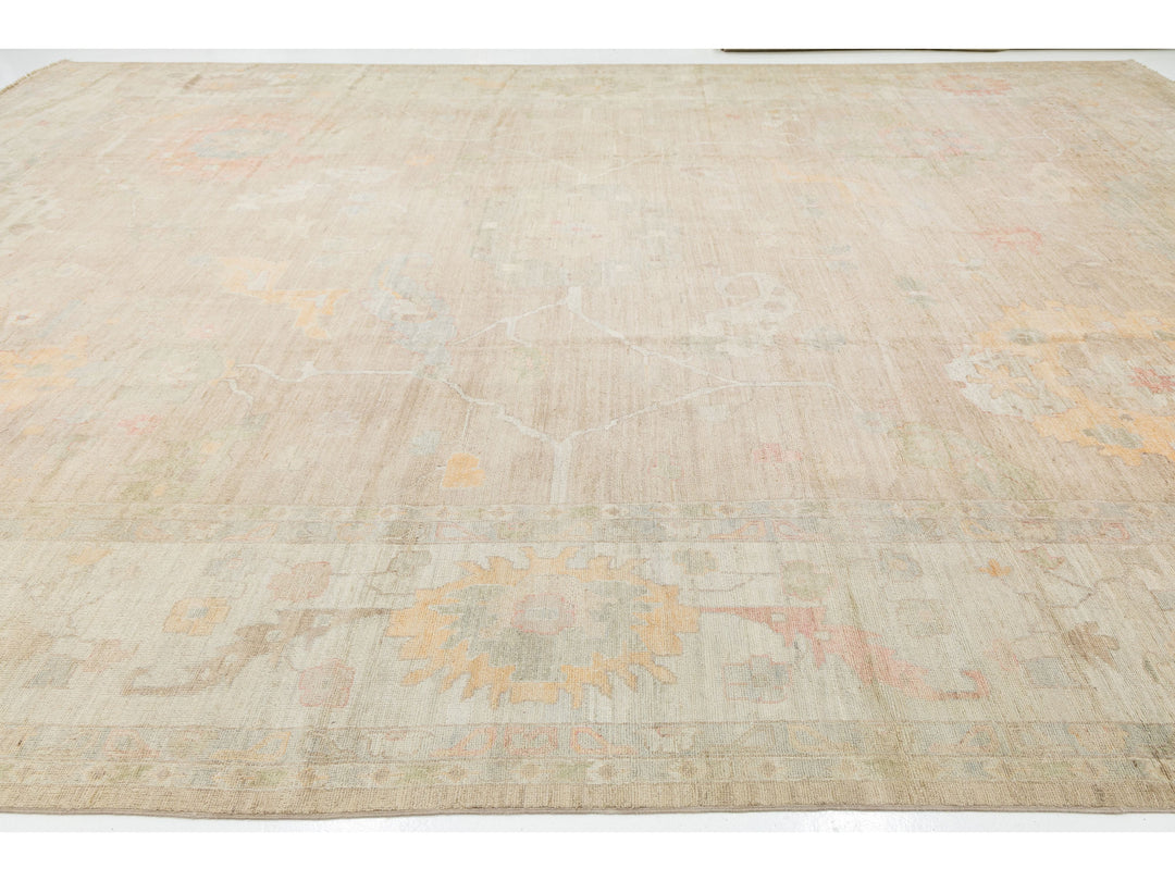 Modern Oushak Wool Rug 14 X 19