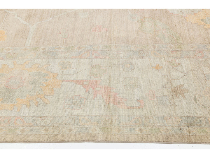 Modern Oushak Wool Rug 14 X 19