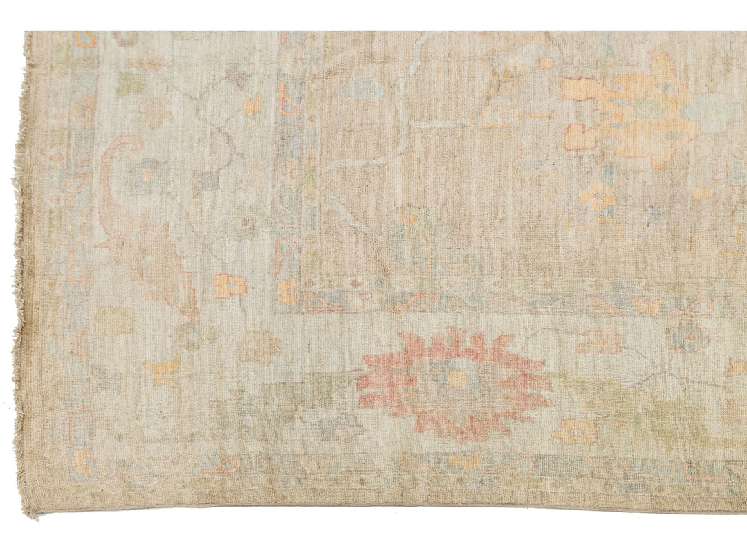 Modern Oushak Wool Rug 14 X 19