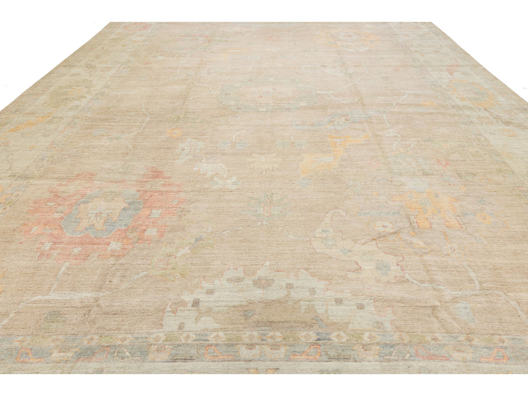 Modern Oushak Wool Rug 14 X 19