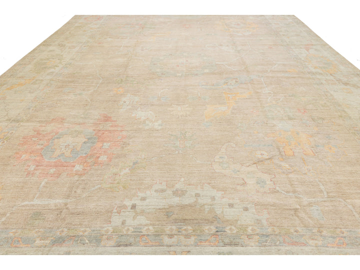 Modern Oushak Wool Rug 14 X 19