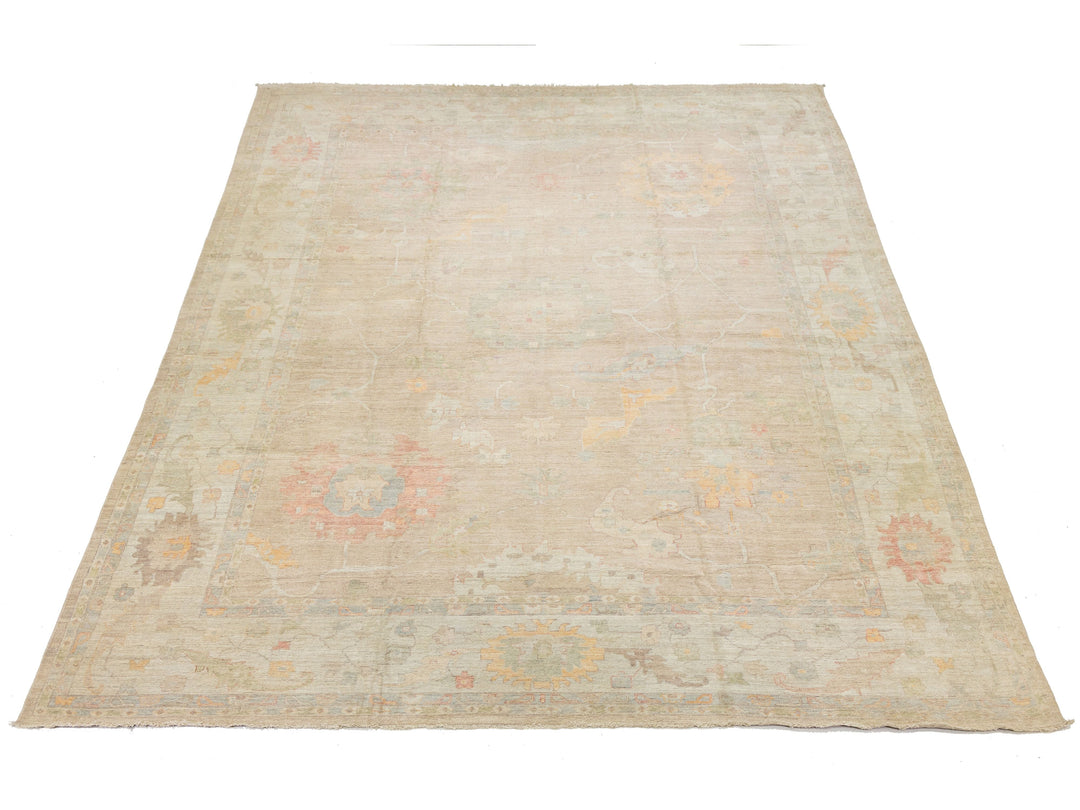 Modern Oushak Wool Rug 14 X 19