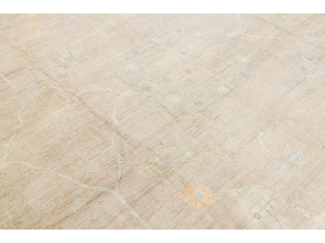 Modern Oushak Wool Rug 14 X 19