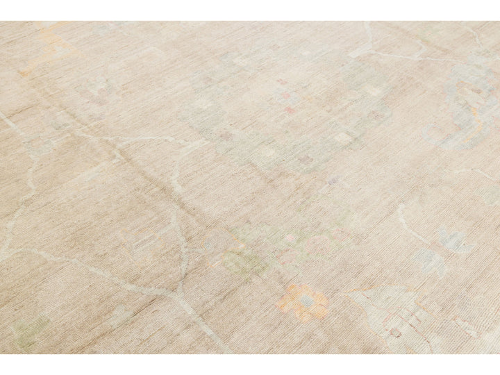 Modern Oushak Wool Rug 14 X 19