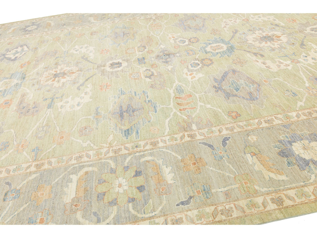 Modern Oushak Wool Rug 12 X 19