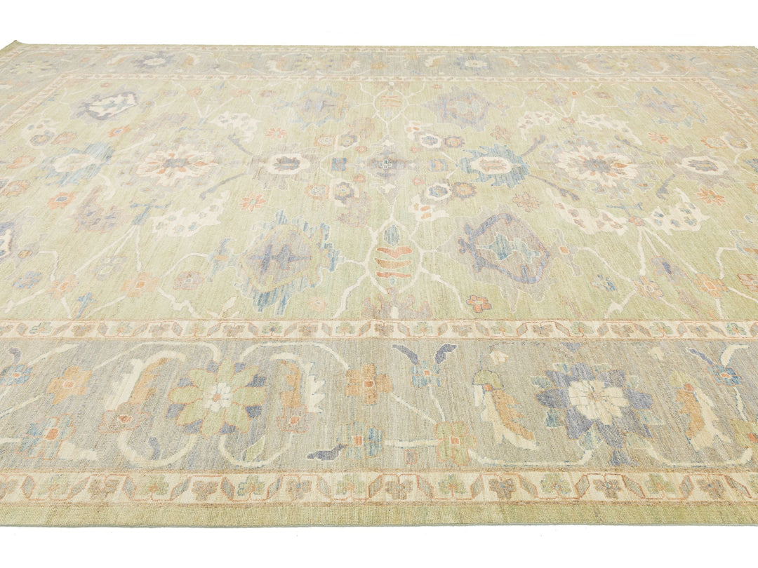 Modern Oushak Wool Rug 12 X 19