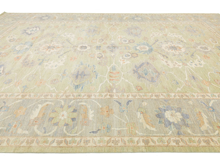 Modern Oushak Wool Rug 12 X 19