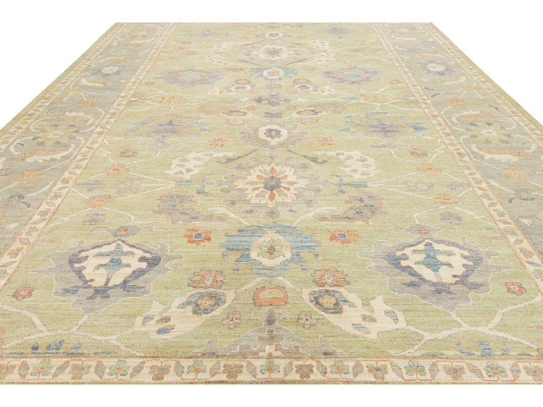 Modern Oushak Wool Rug 12 X 19