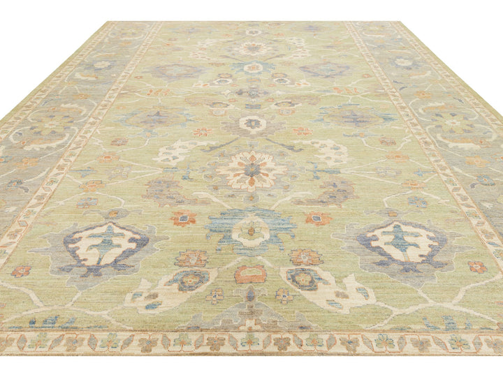 Modern Oushak Wool Rug 12 X 19