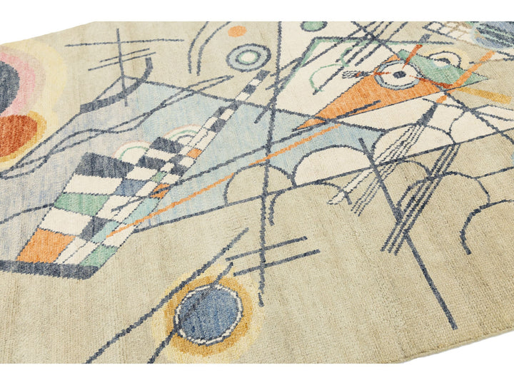 Modern Art Deco Wool Rug 5 X 8