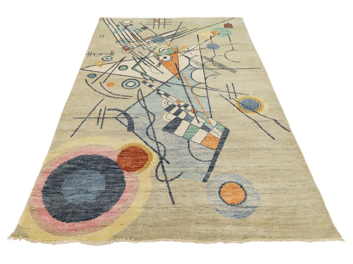 Modern Art Deco Wool Rug 5 X 8