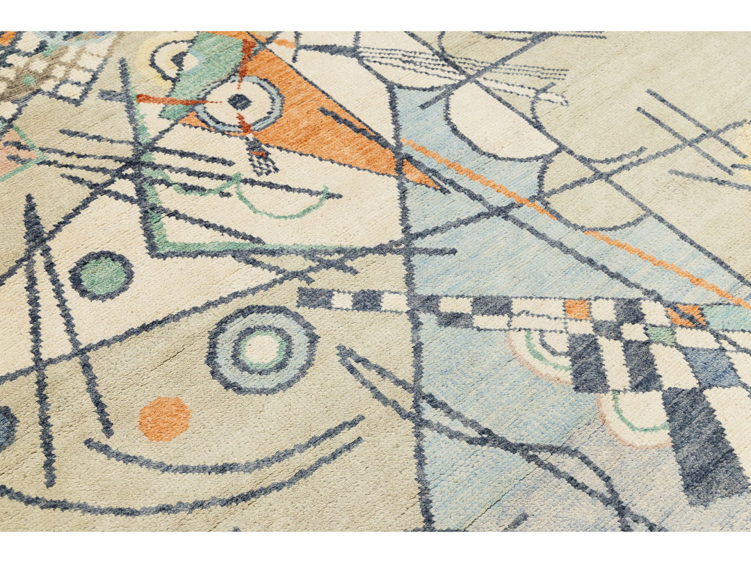 Modern Art Deco Wool Rug 5 X 8