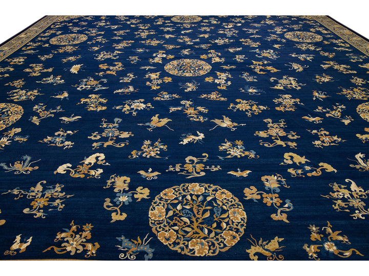 Antique Chinese Peking Wool Rug 19 X 21