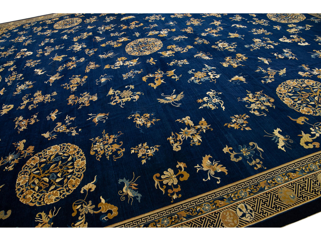 Antique Chinese Peking Wool Rug 19 X 21