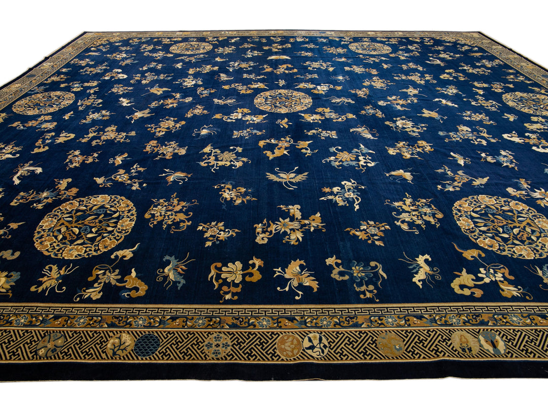 Antique Chinese Peking Wool Rug 19 X 21