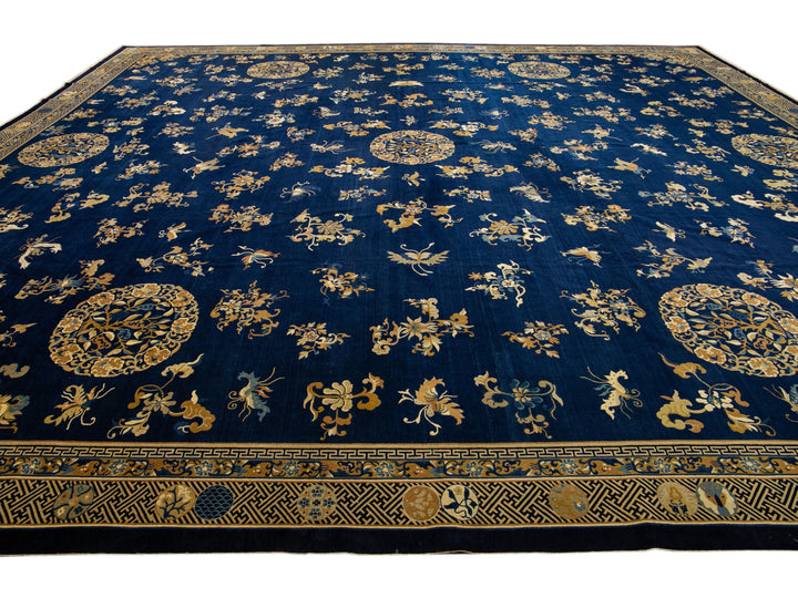 Antique Chinese Peking Wool Rug 19 X 21