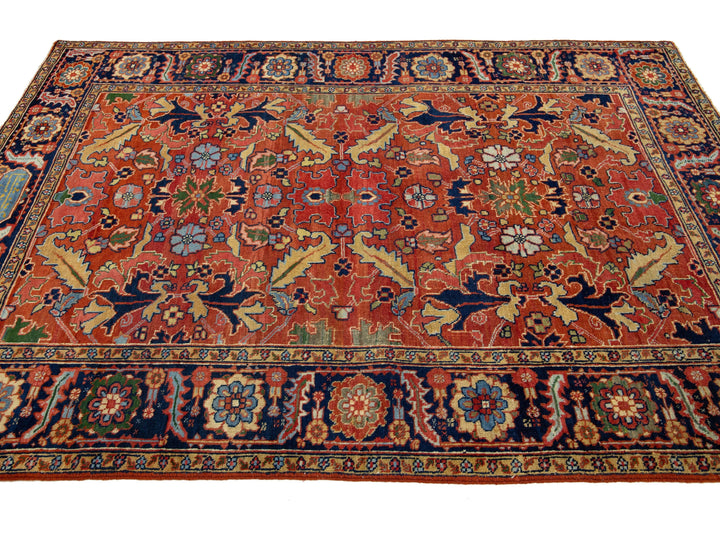 Antique Heriz Wool Rug 5 x 8