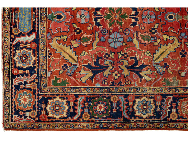 Antique Heriz Wool Rug 5 x 8