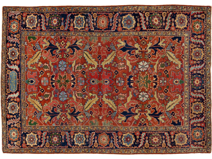 Antique Heriz Wool Rug 5 x 8