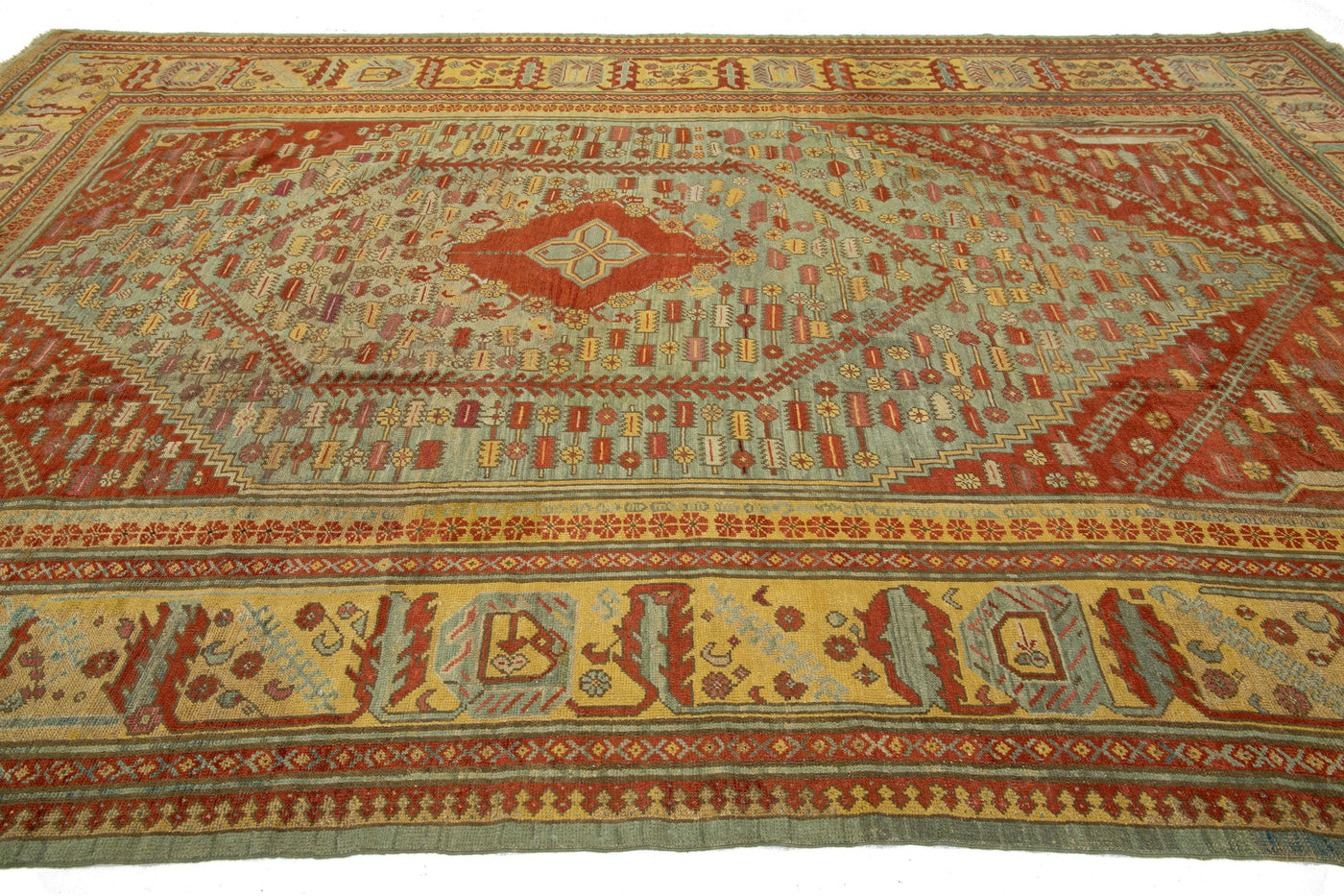 Antique Turkish Oushak Wool Rug 10 X 15