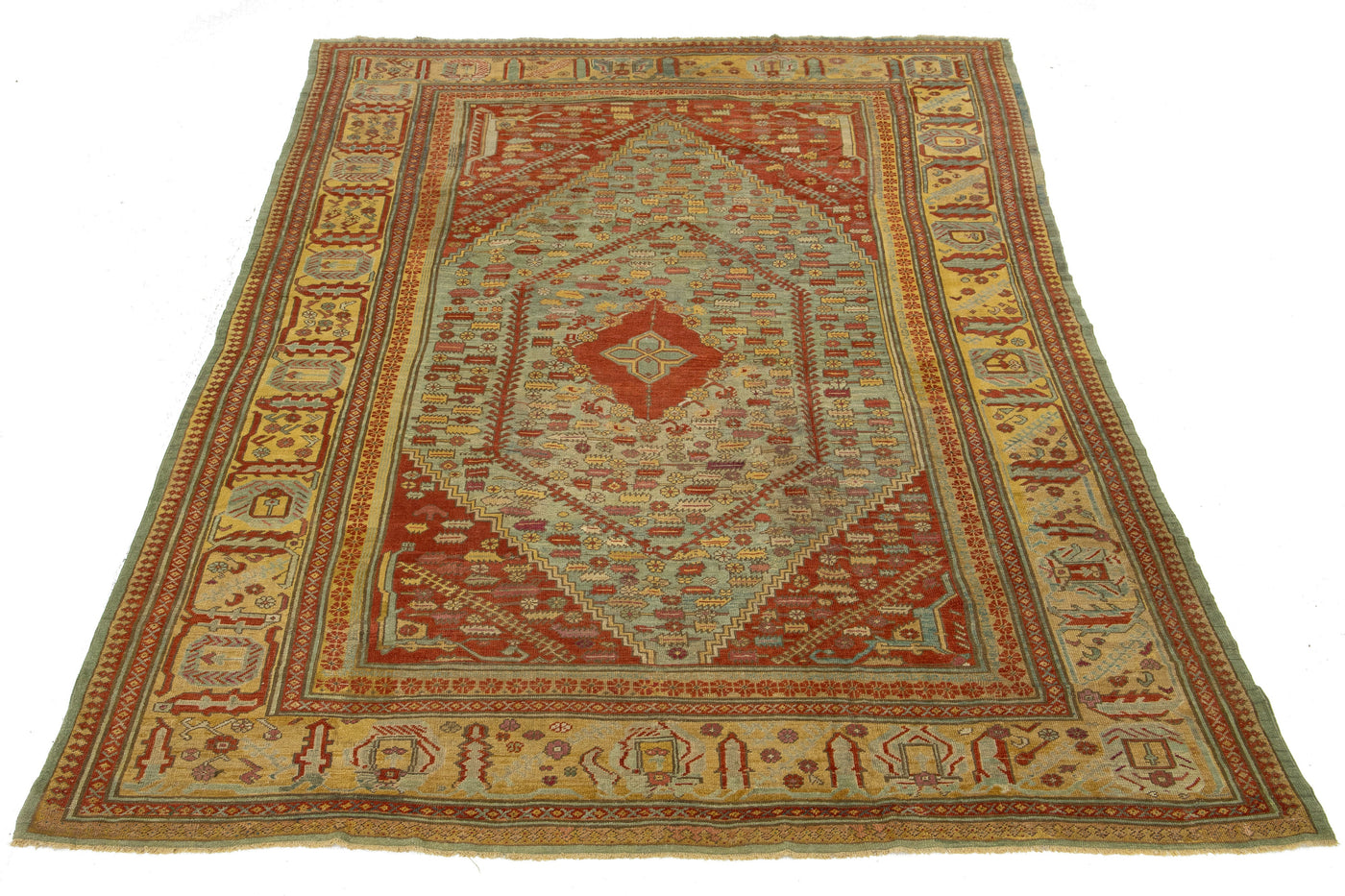 Antique Turkish Oushak Wool Rug 10 X 15