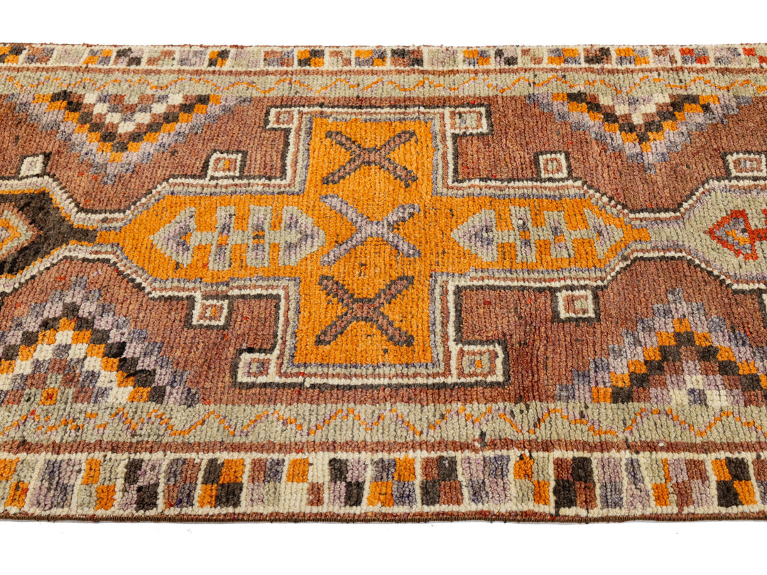 Vintage Turkish Wool Runner Rug 3 X 13