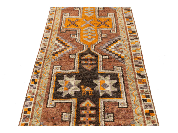 Vintage Turkish Wool Runner Rug 3 X 13