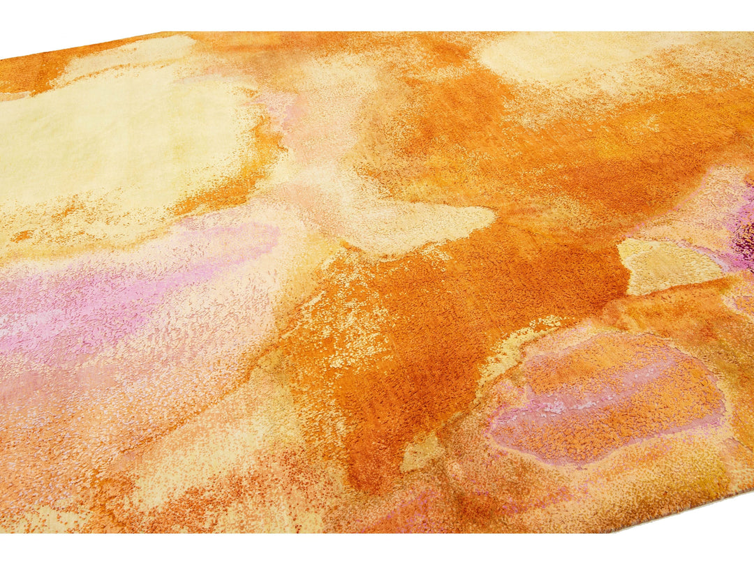 Modern Wool and Silk Rug 10 X 14