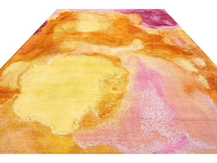 Modern Wool and Silk Rug 10 X 14