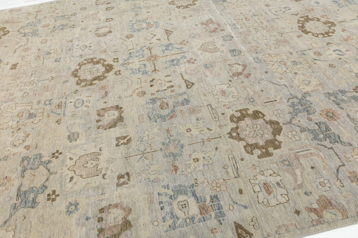 Modern Oushak Wool Rug 10 X 14