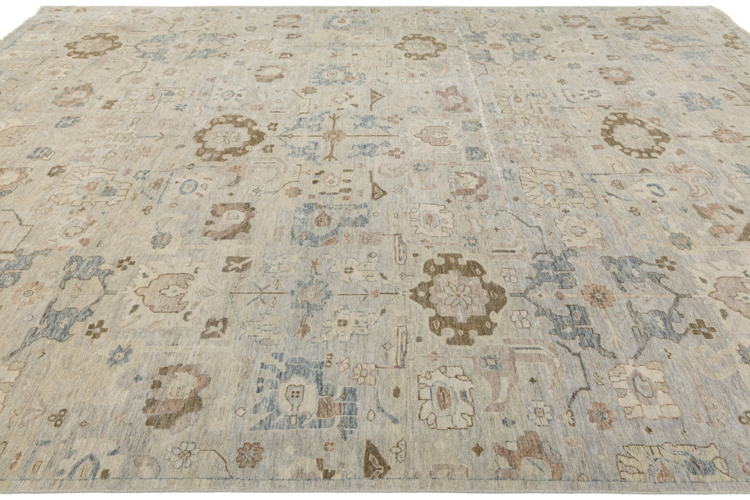 Modern Oushak Wool Rug 10 X 14