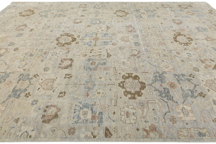Modern Oushak Wool Rug 10 X 14