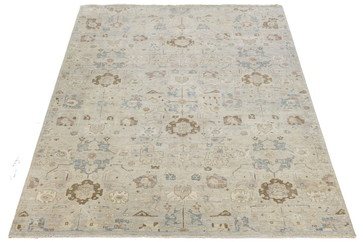 Modern Oushak Wool Rug 10 X 14