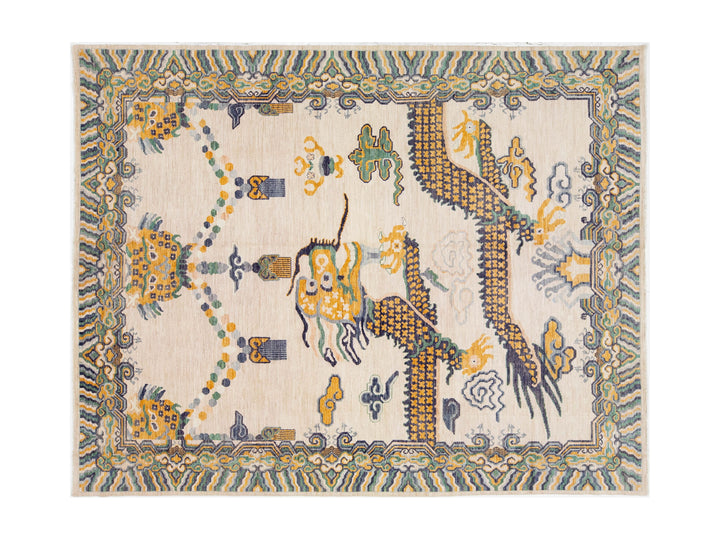 Modern Art Deco Dragon Chinese Wool Rug 9 X 12