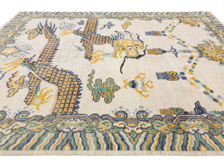 Modern Art Deco Dragon Chinese Wool Rug 9 X 12